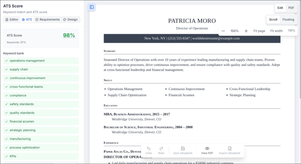 PaperclipCV Editor Interface